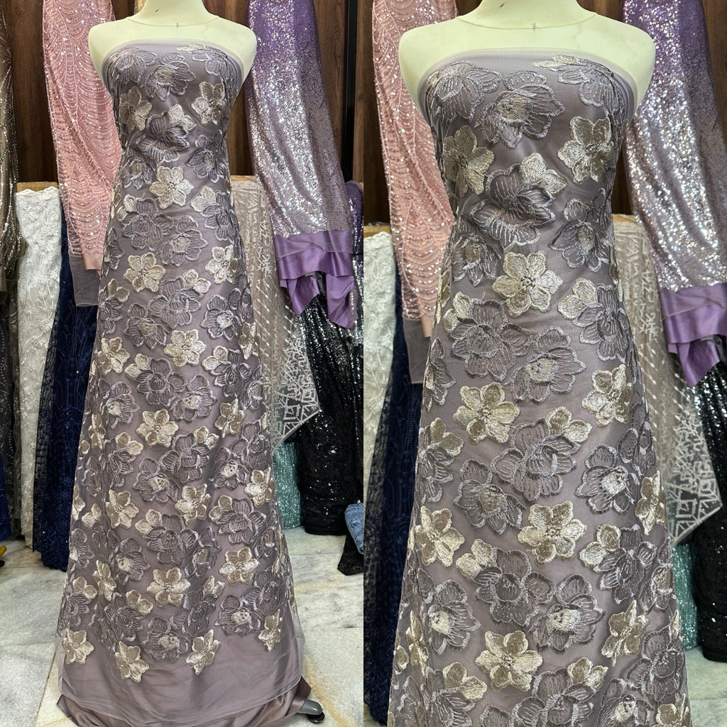 kain tille kadita bunga 2tone quality bordir premium / kebaya modern wedding dress gaun pesta