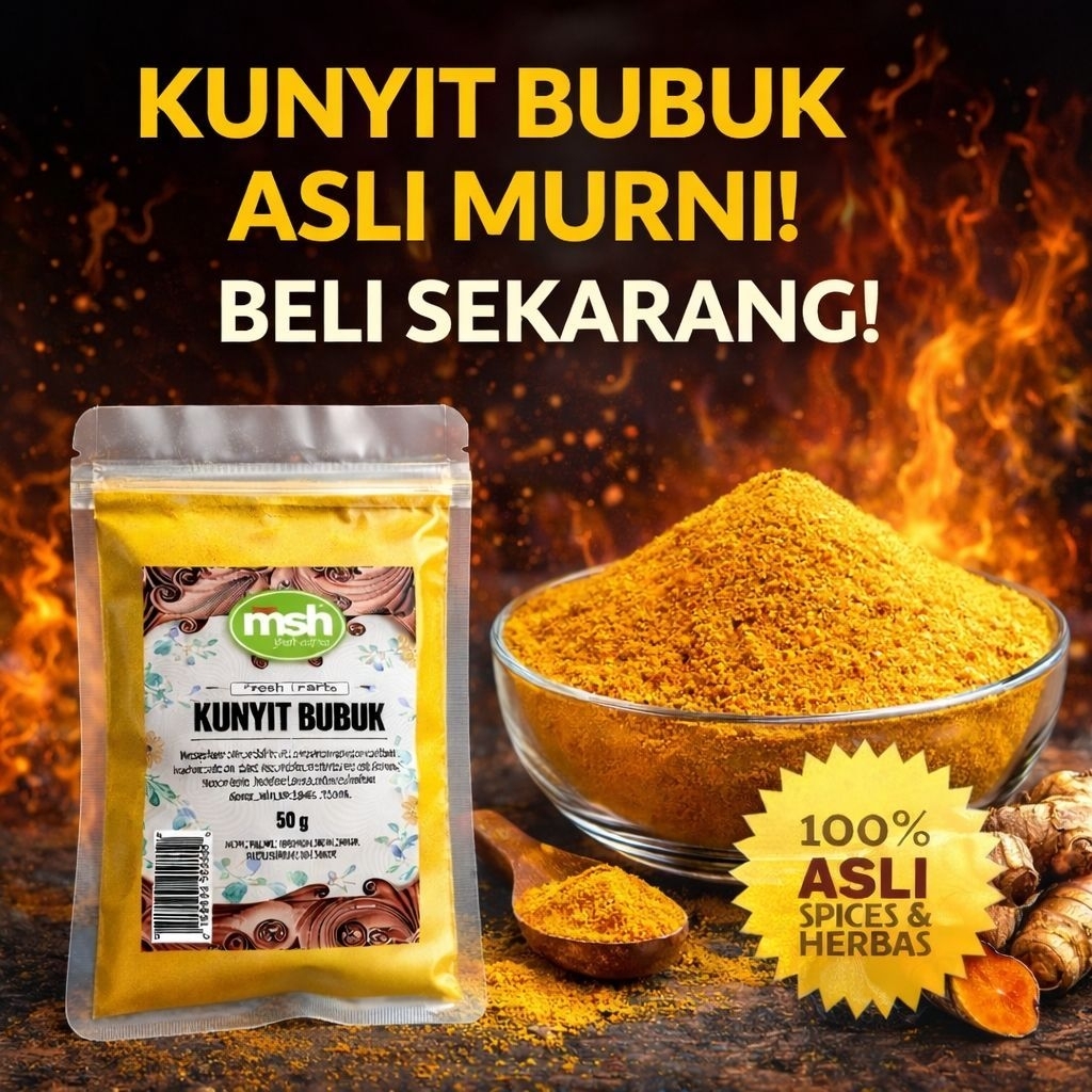 Kunyit Bubuk , Kunyit Bubuk Asli , Kunyit Bubuk Original Premium , Kunyit Bubuk Multifungsi