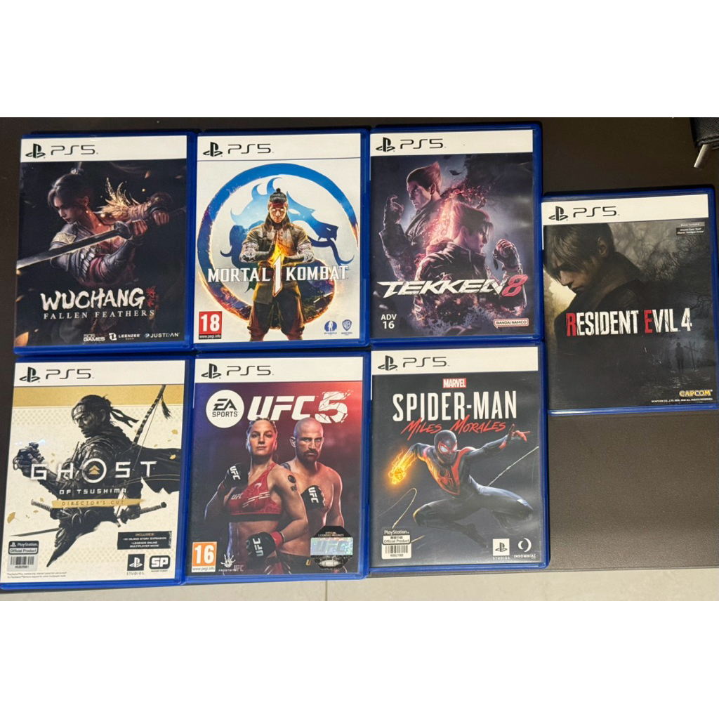 KASET GAME PS5. Resident evil 4/Spiderman Miles/Wuchang/Mortal Kombat/Tekken 8/UFC/Ghost of stushima