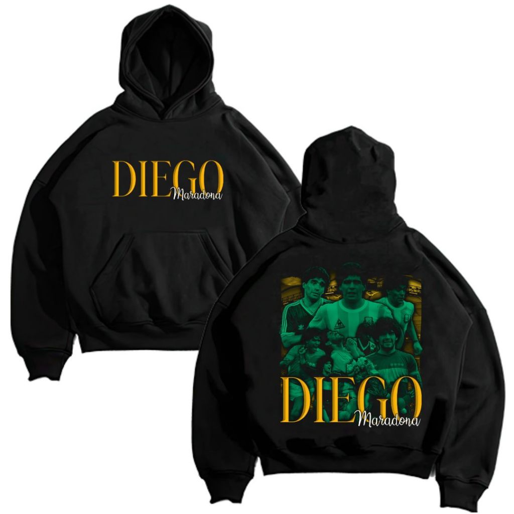 Psycho Crucify "Diego Maradona" Hoodie Boxy Black Oversize | Hitam | Jaket | Hoodie Band | Hoodie Ma