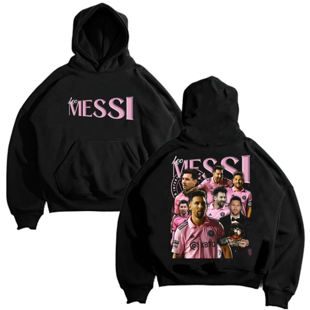 Psycho Crucify "Leo Messi" Hoodie Boxy Black Oversize | Hitam | Jaket | Hoodie Band | Hoodie Mafia