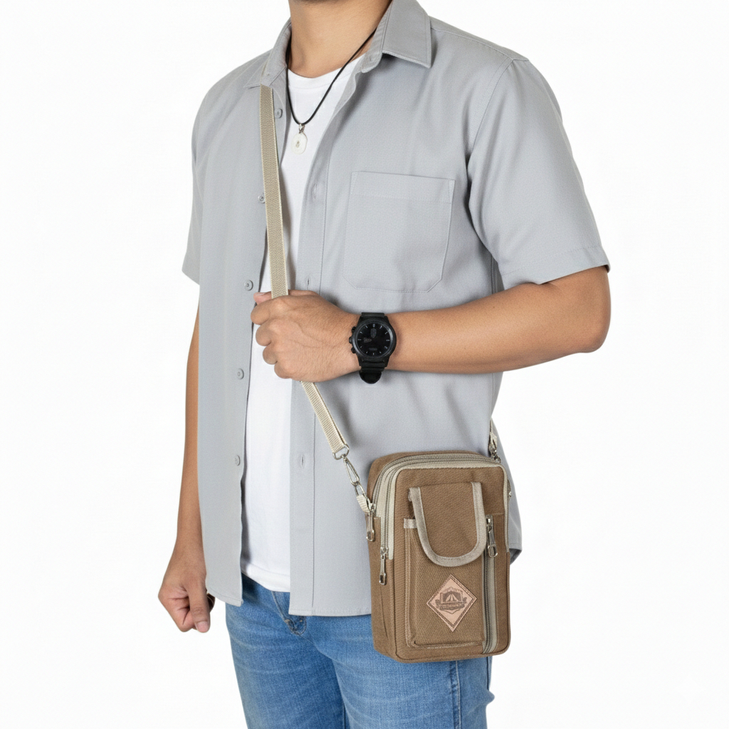 POLO AMSTAR - Tas HP Tas Selempang Pria Kanvas Tas Selempang Mini