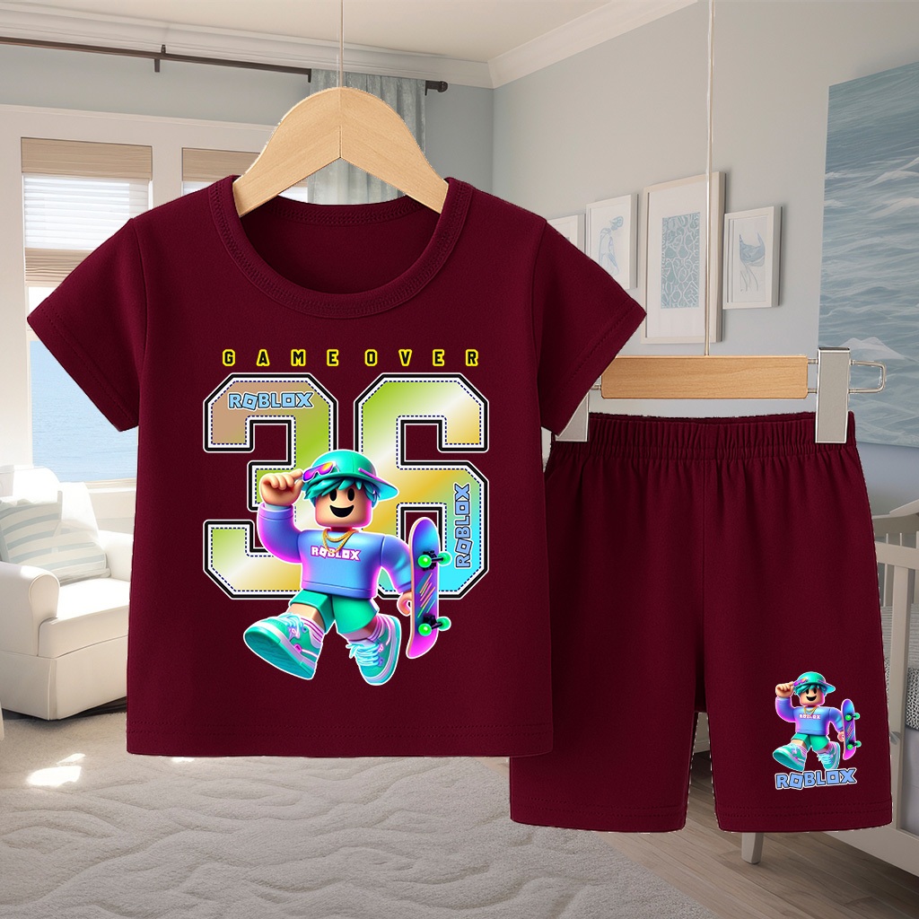 Baju Anak Gamba Roblox Sketbot Setelan Pendek Anak Cewek Cowok Usia 1-10 Tahun