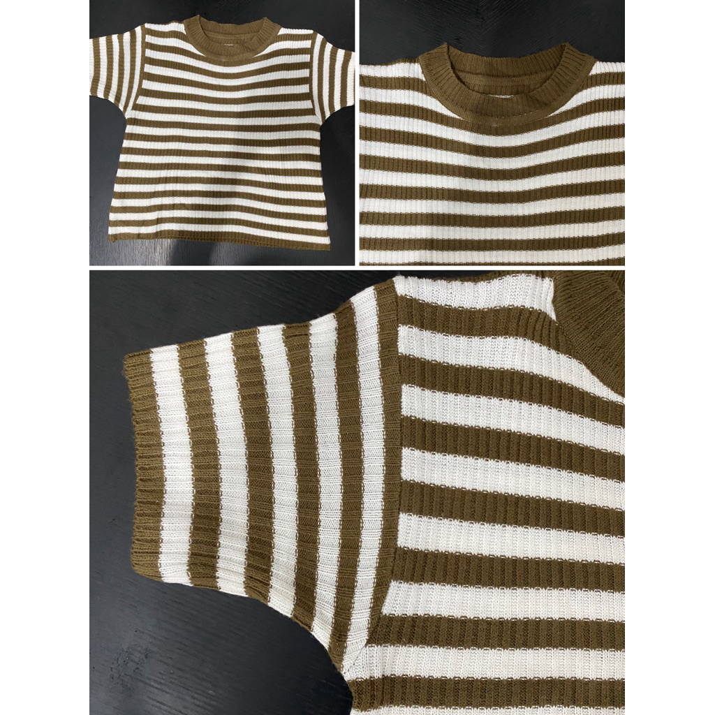 Atasan Knit Stripe Lengan Pendek / Casual Knitwear