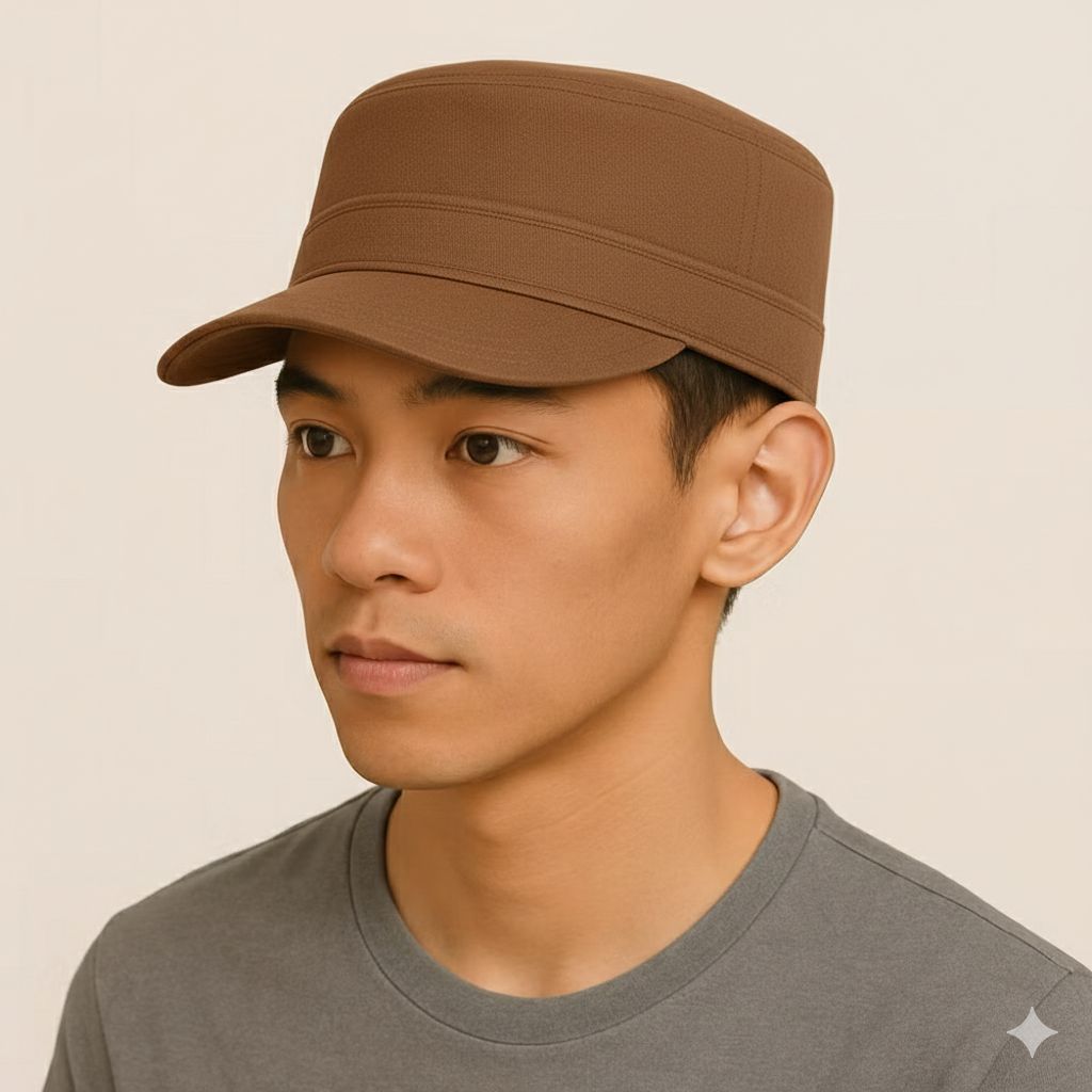 Topi Komando Polos Pria - Topi Pet Pendek Komando Pria Dan Wanita Kekinian Bahan Cotton Drill