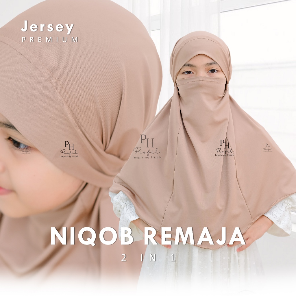Hijab French Khimar Niqob Anak 7-15 th Jersey Premium I Hijab Cadar Anak I French Khimar Anak
