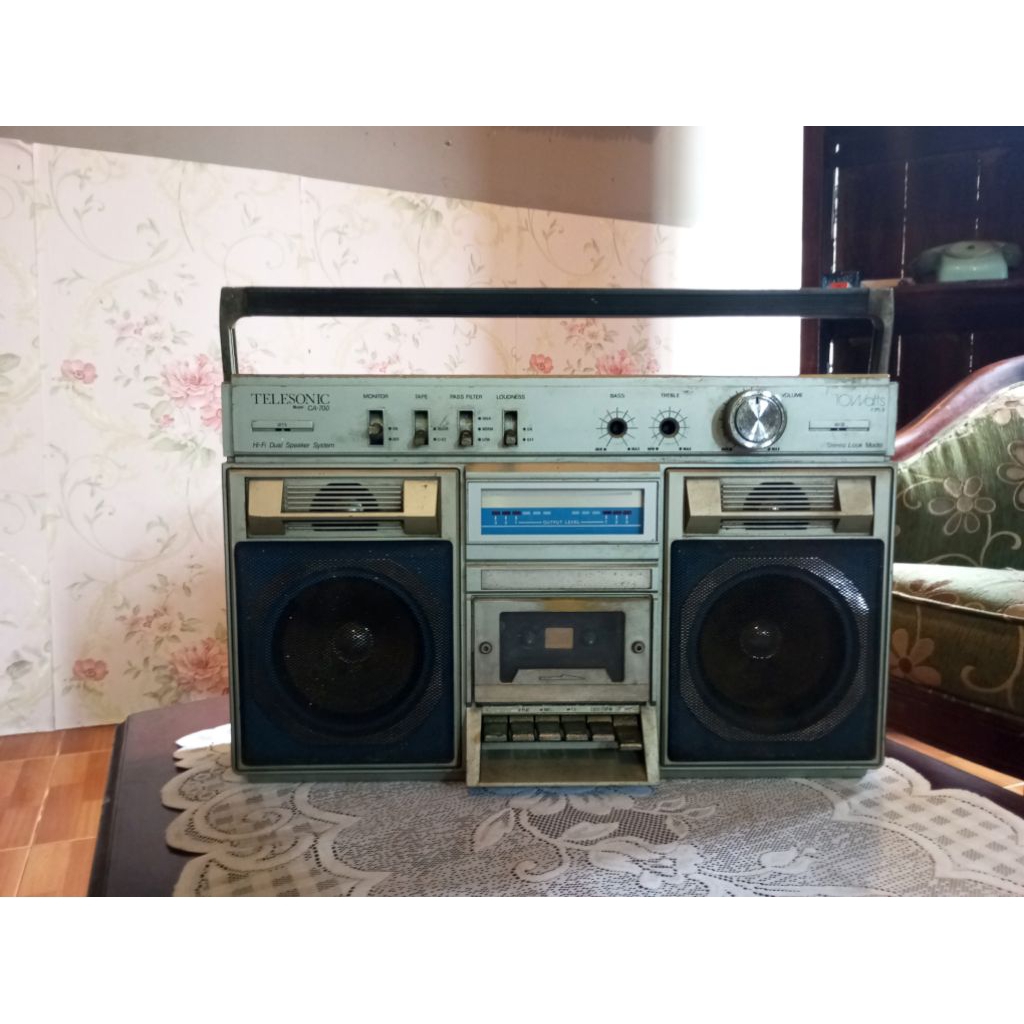 Radio Tape Kaset Boombox Jadul Merk TELESONIC Antik Vintage Lawas Tua Kuno Retro