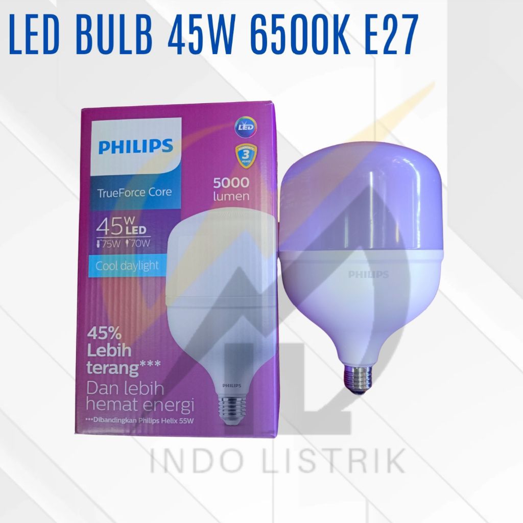 Led Bulb Philips 45w 6500K Putih E27 Putih