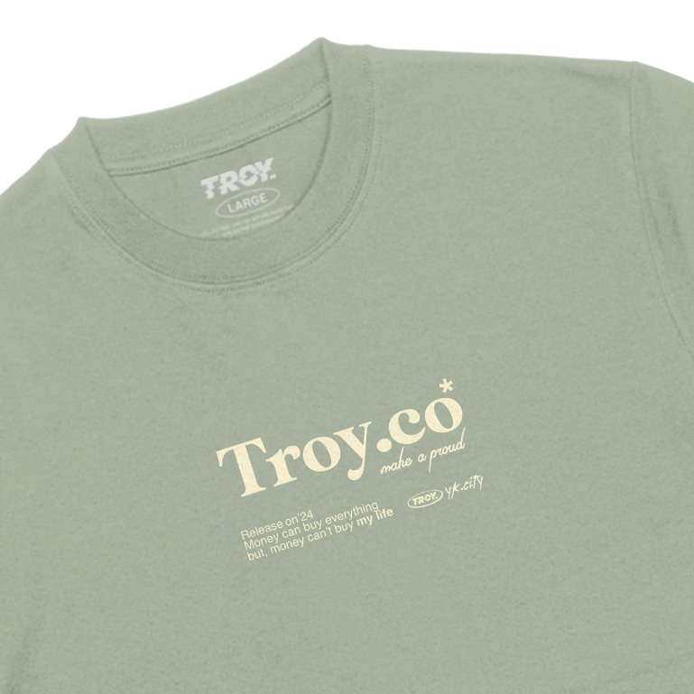 Troy Company Tshirt Sage Green Proud - Kaos Lengan Pendek Kaos Hijau Sage MTD 2973