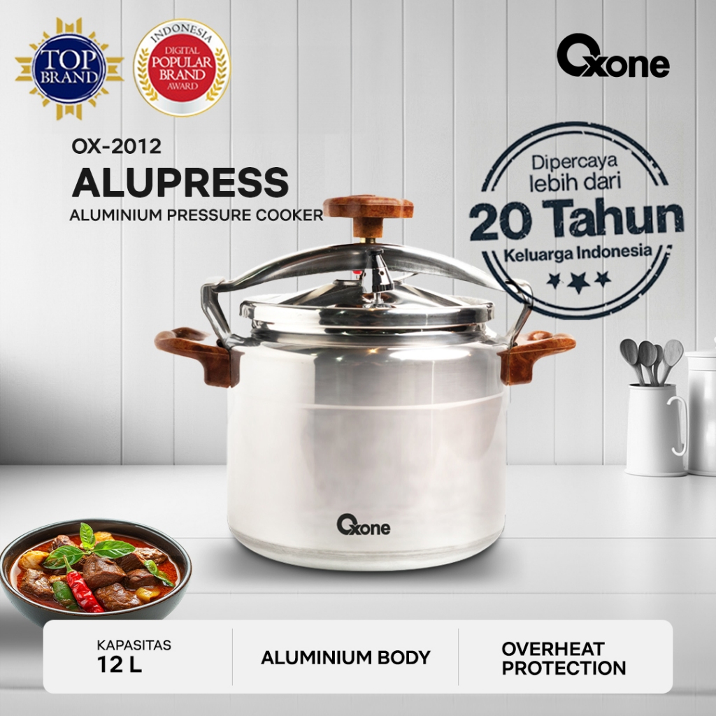 Oxone OX2012 Presto Panci Daging Alumunium Pressure Cooker 12L