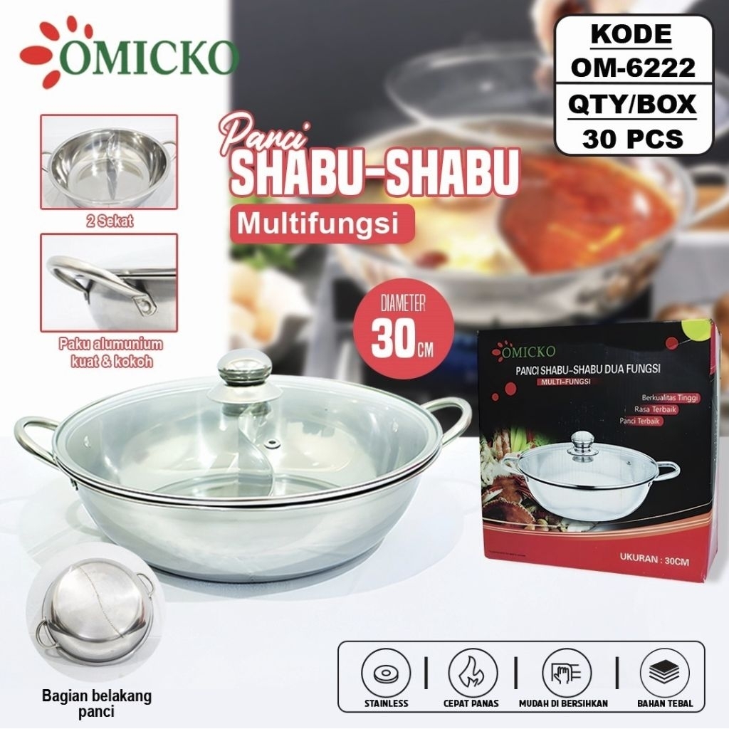 Panci Shabu-shabu Multifungsi Stainless Steel 30 cm / 28 cm OMICKO OM-6222 / OM-6254