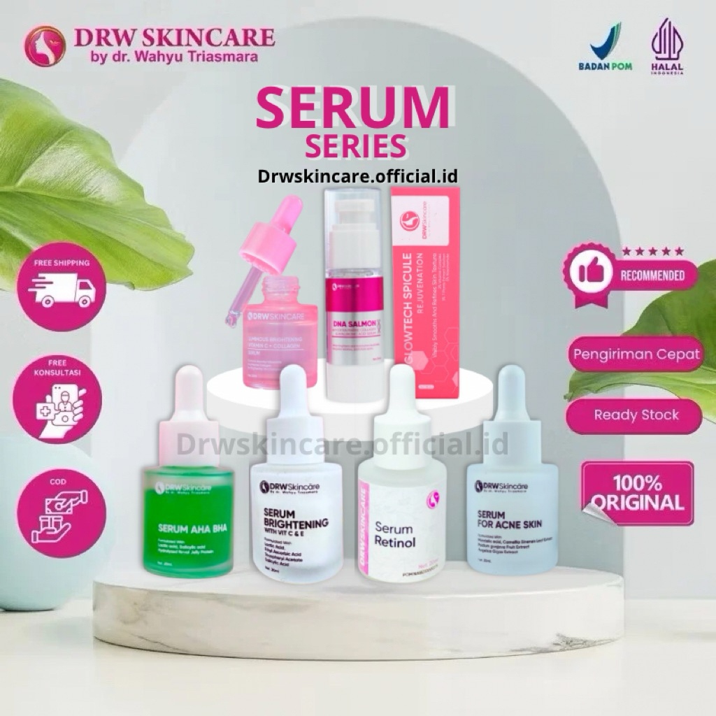 DRW Skincare Serum AHA BHA Retinol Dna Salmon Brightening Vit C E Glowing Skin