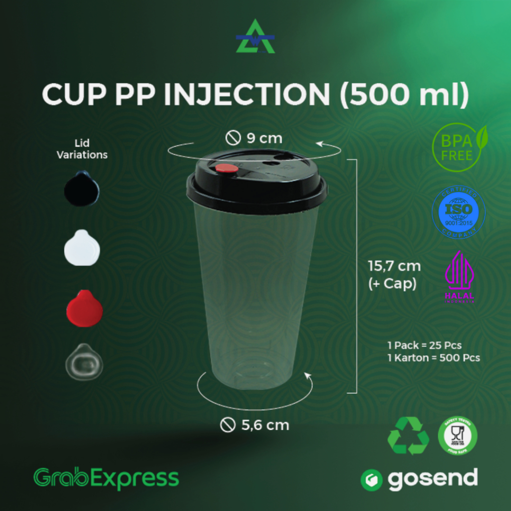 500ML - SET PP INJECTION 16OZ / 500ML - CUP INJECTION - WINGOH