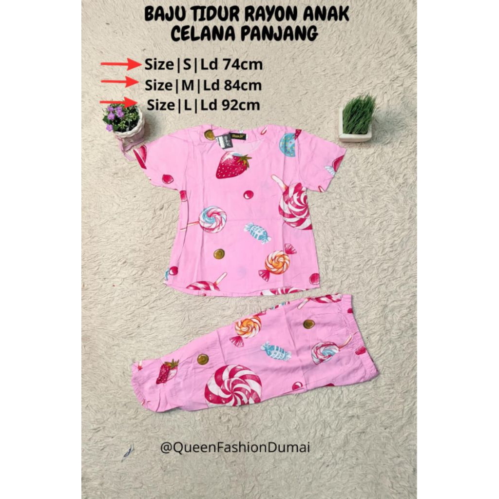 baju tidur rayon anak motif lolipop