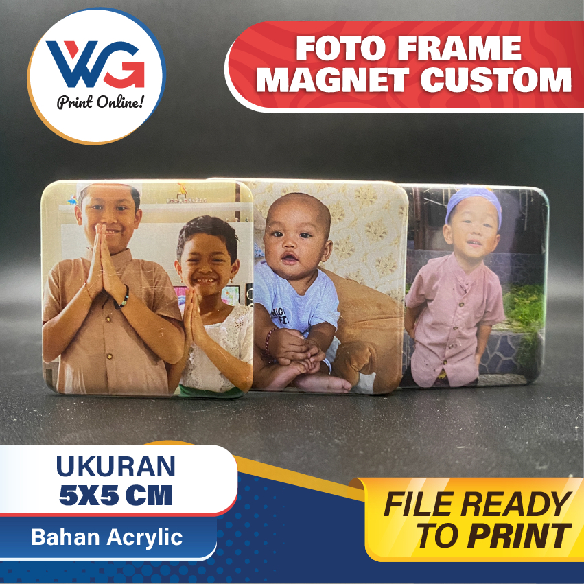Foto Frame Magnet 5x5 cm Custom Foto | Bingkai Foto Magnet Kulkas Mini | Souvenir Unik