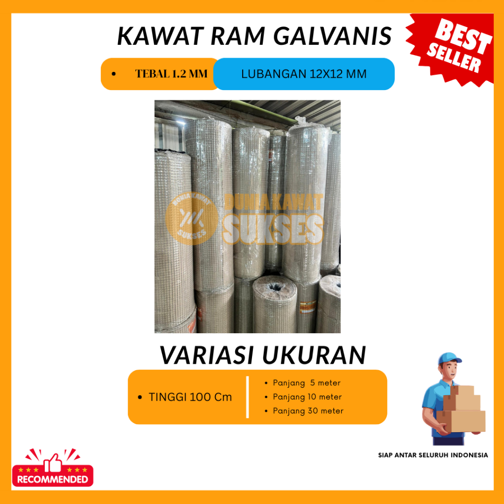 Kawat Ram / Kawat Loket Galvanis 1,2 mm Lubang 12×12 mm ( per 5 meter, 10 meter, dan 30 meter )– Ant