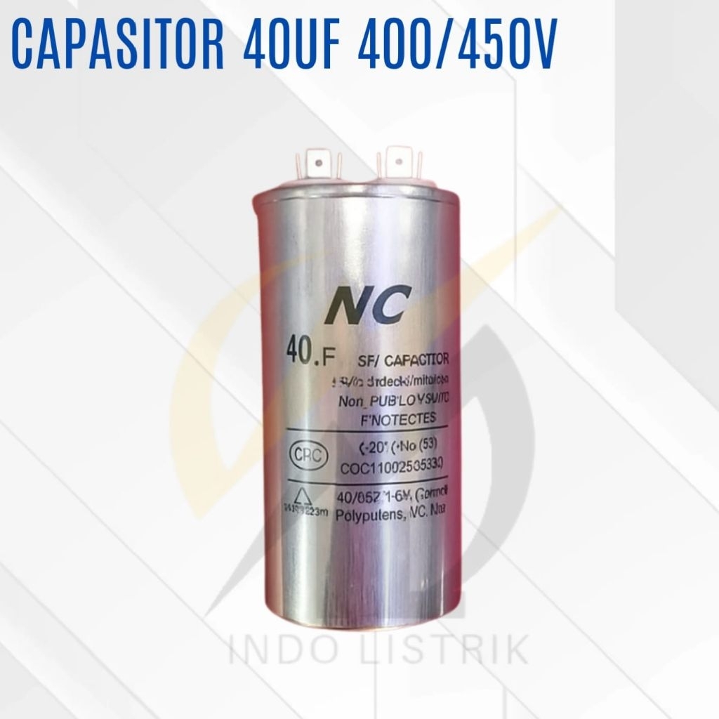 Capasitor NC 40uf 50-60Hz 400/450v / Kapasitor NC 40uf 50-60Hz 400/450v