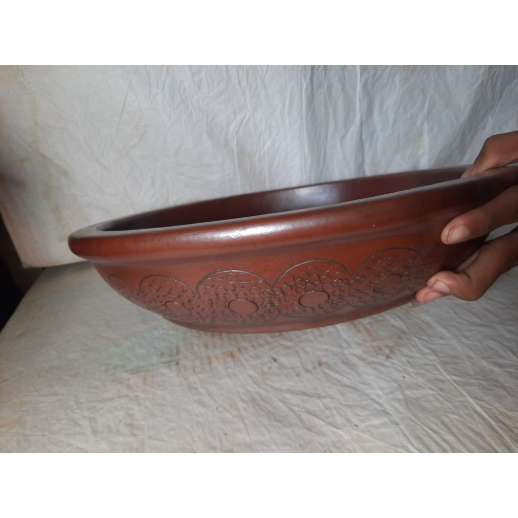 Pot Bonsai Gerabah Bulat D35cm | Gerabah Bayat