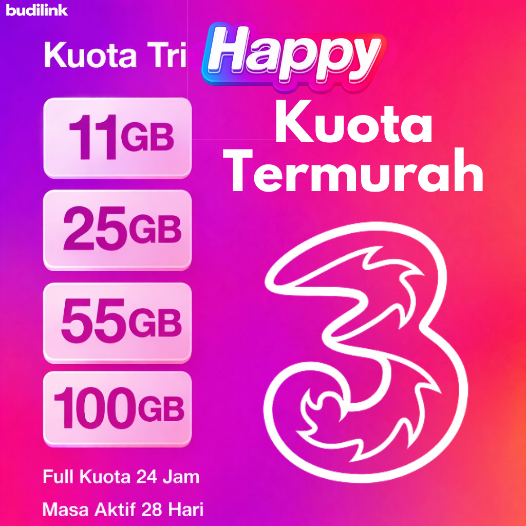 Kuota Tri Happy – Kuota Internet Tri Full 24 Jam 28 Hari
