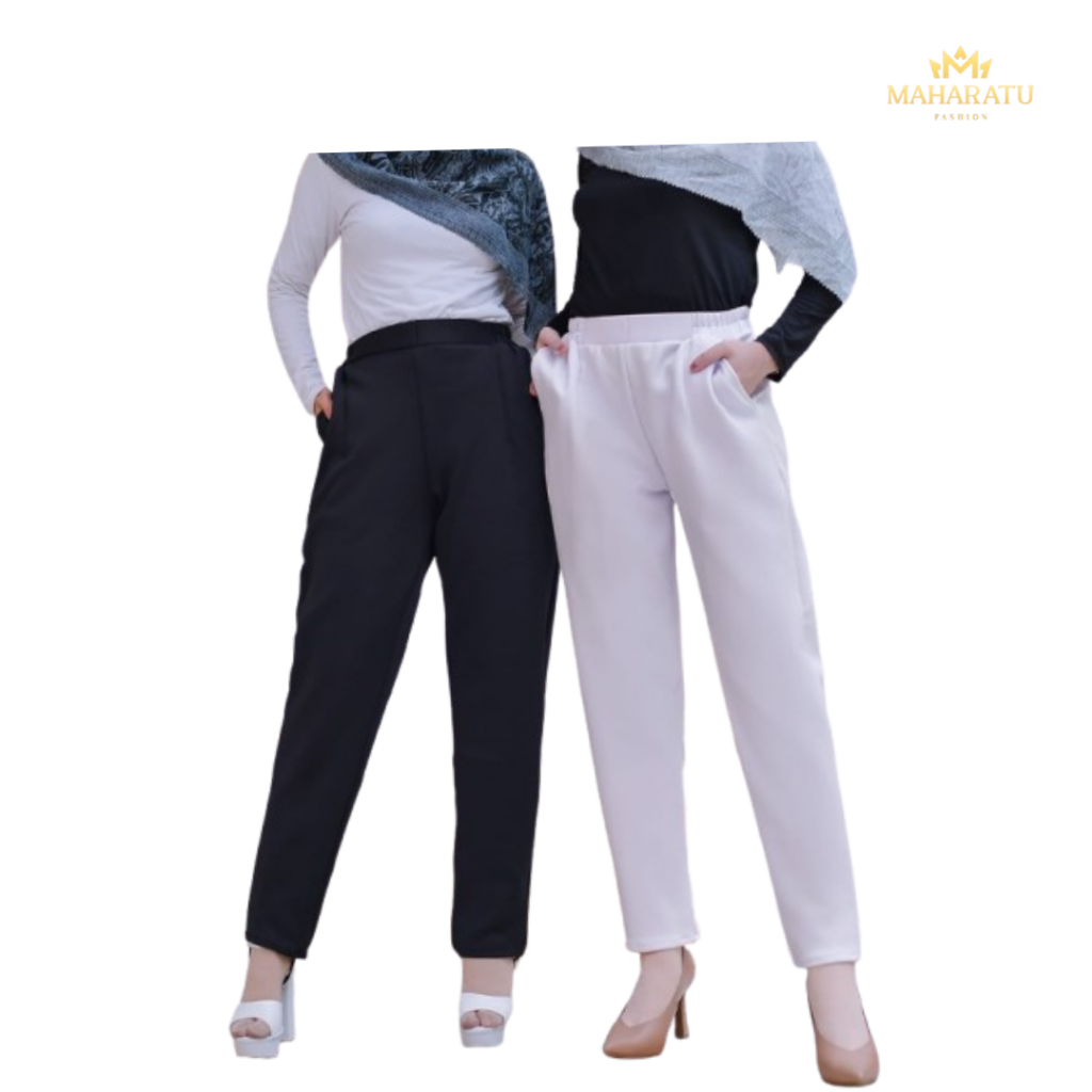 MF - Celana Panjang Cewek Hitam Celana Pensil Highwaist Wanita Scuba Elastis Premium Kekinian