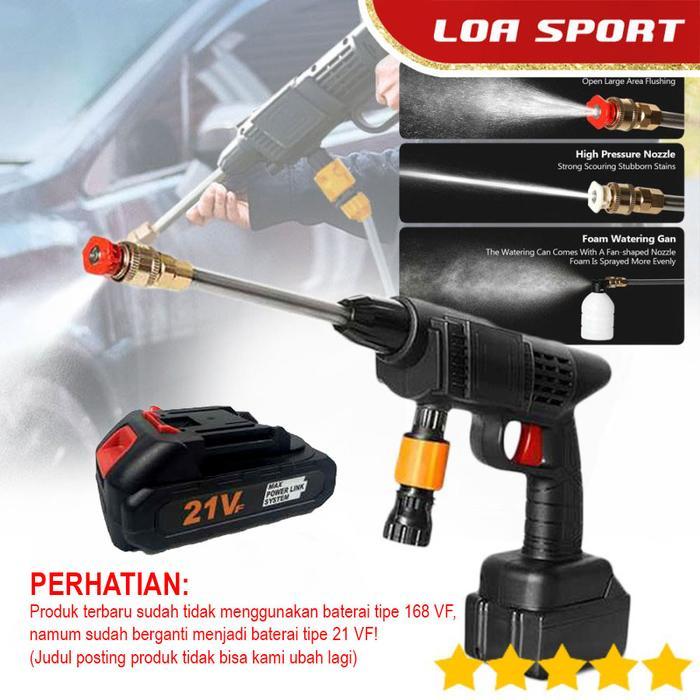 Semprotan Air Cuci Mobil High Pressure Steam Sabun Baterai Cas 168 Vf