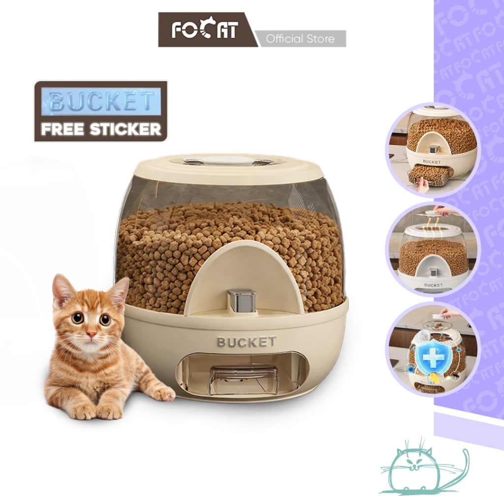 FOCAT Tempat Penyimpanan Makanan Hewan E71A-E72A Tempat Penyimpanan Makanan Kucing Anjing / Dispenser Makanan Hewan