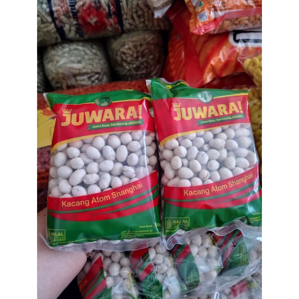 Snack lebaran jajanan hari raya Kacang Atom Juwara enak gurih camilan ringan