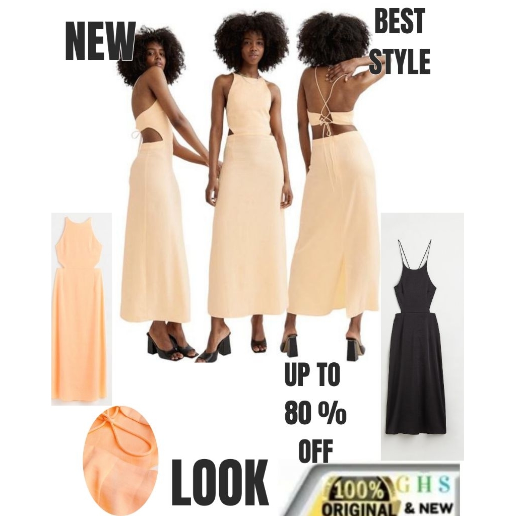 [Original] DRESS OPEN BACKED LENGAN BUNTUNG TALI BELAKANG SILANG