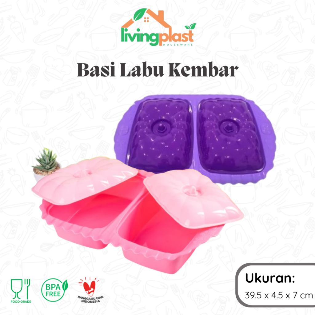 Basi Labu Kembar / Tempat Sayur 2 Lubang / Basi Labu Plastik / Tempat Sayur / Mangkok Lauk