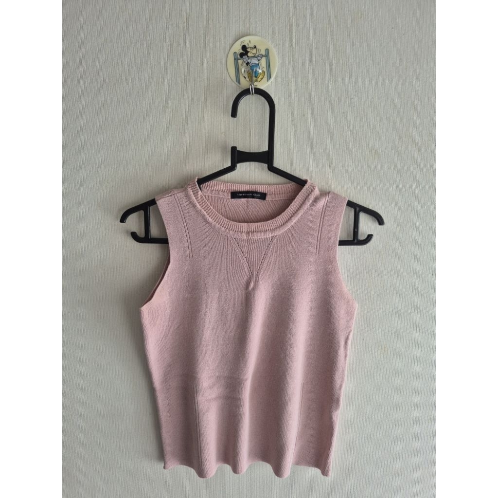 Rompi Rajut Wanita Pink Dusty Tanpa Lengan
