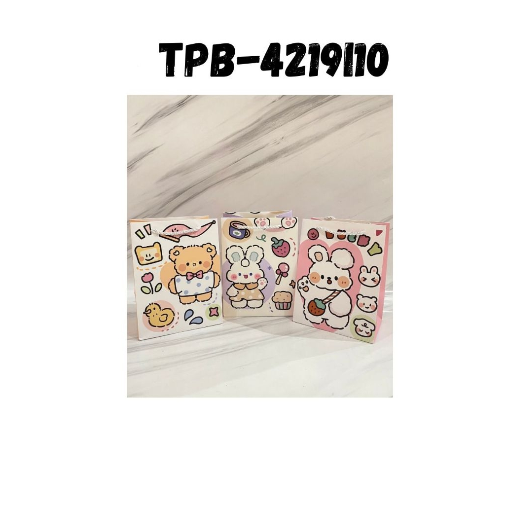 Paper Bag Kecil Motif Kelinci Tas Kado Jinjing Kertas Goodie Bag Aesthetic Ukuran 14,5×19,5×10 /TPB-