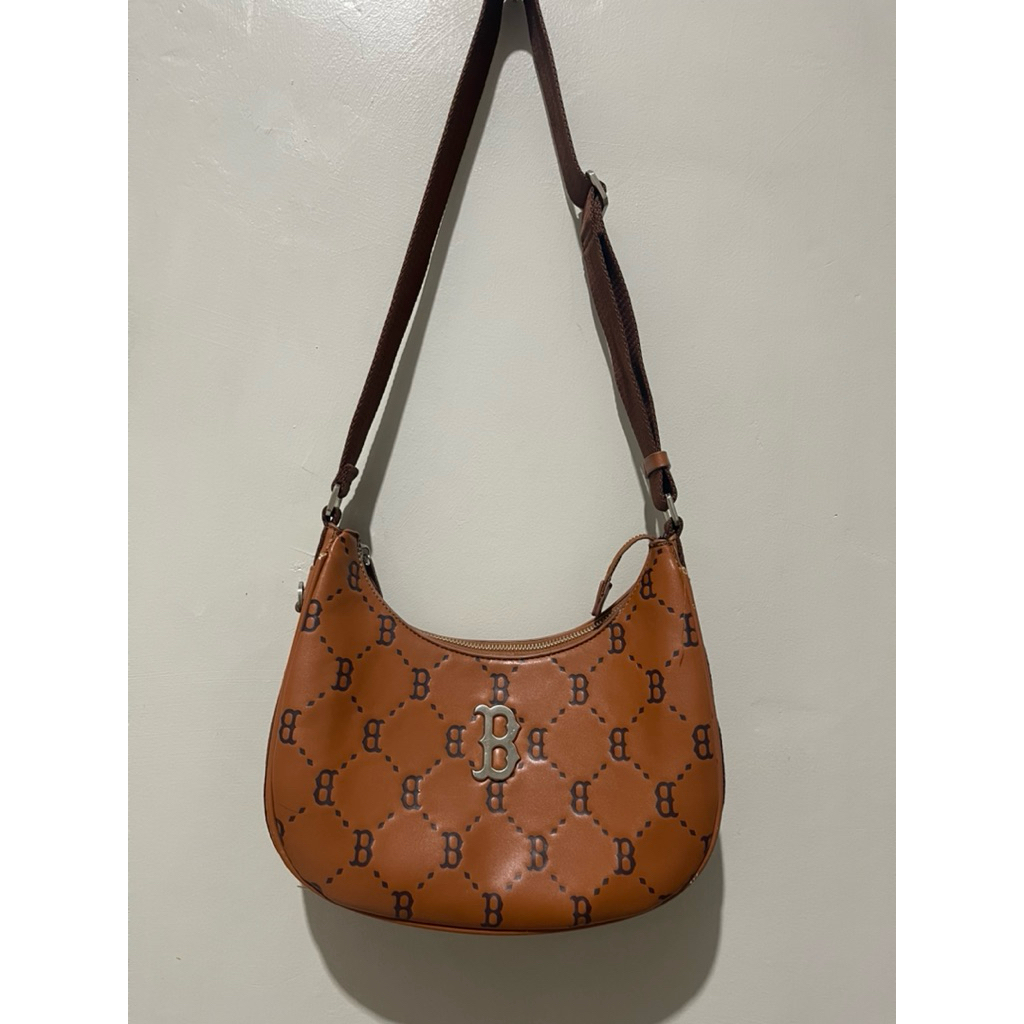 preloved mlb bag monogram embo large leather hobo bag brown