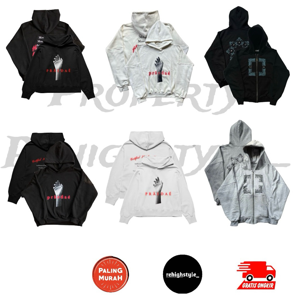 HOODIE BOXY PRAEDAE HOPELES ROMANTIC BLACK / PRAEDAE HOPELES ROMANTIC WHITE / PRAEDAE RUNES MISTY BL