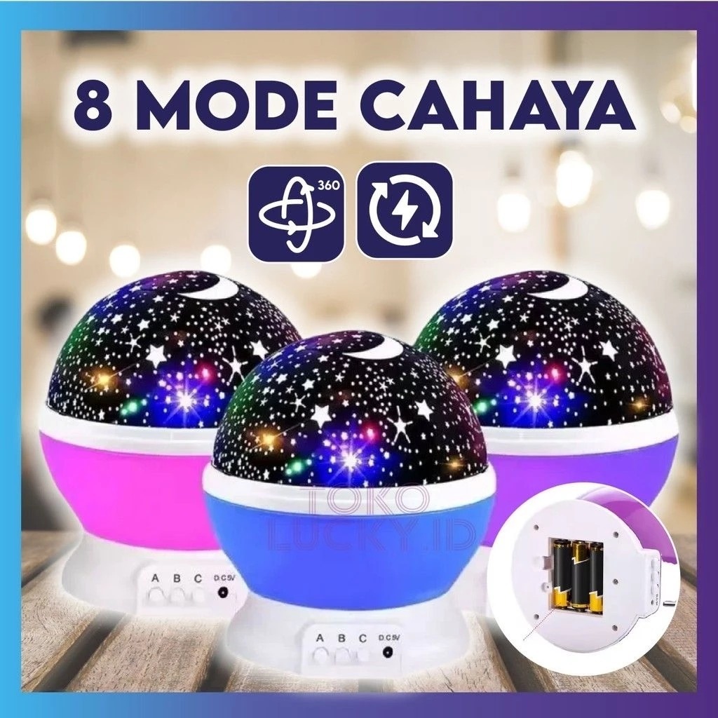 READY Lampu Tidur Proyektor Bulan Bintang Star Moon Berputar Lampu Kamar Tidur  Star moon Projector