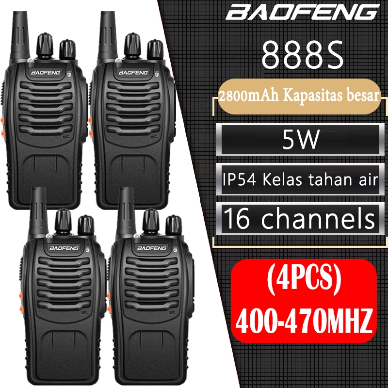 [4PCS] Baofeng Walkie Talkie BF 888S Jarak Jauh 10km(Max) 2800mAH HT Wlan UHF 2 Units Handy Talky Wa