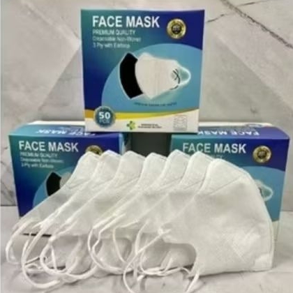 Masker Duckbill Y&B Care Earloop - 3 Ply isi 50 Pcs - Putih-Hitam