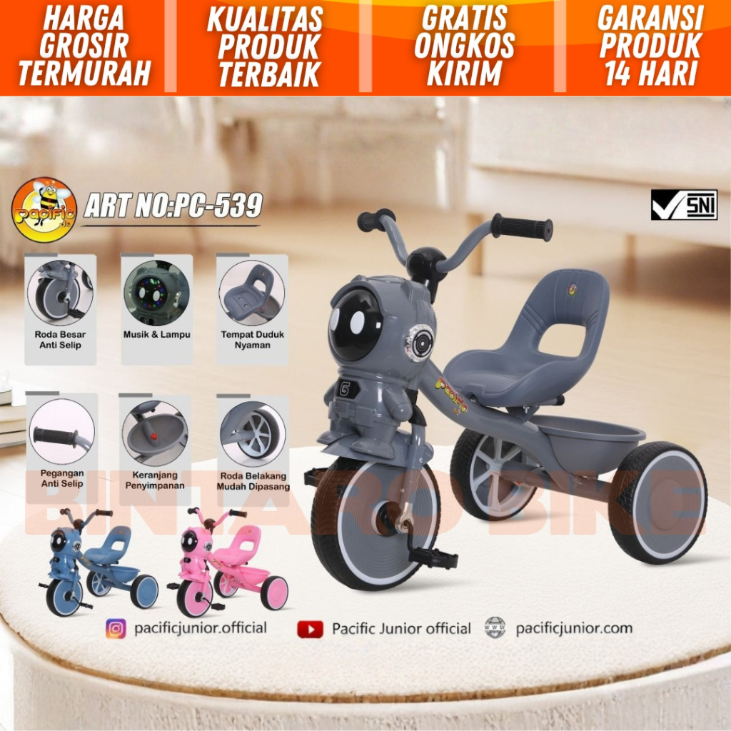 Sepeda Anak Roda Tiga TRICYCLE PC-539 (Astronaut) PACIFIC Dilengkapi Musik dan Lampu