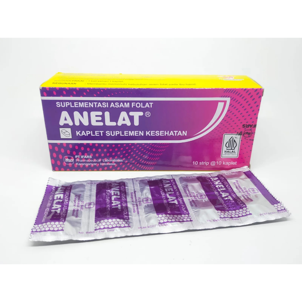 Anelat Strip 10 Tablet - Suplemen Asam Folat untuk Kehamilan dan Laktasi