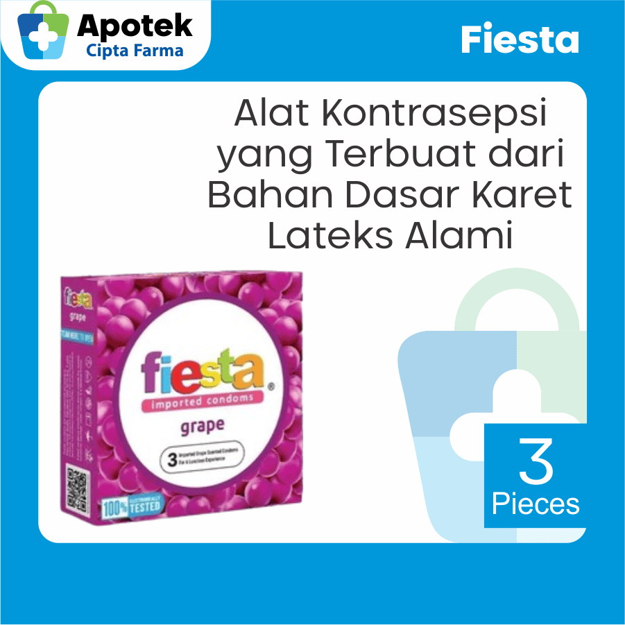 Fiesta Kondom Grape Aroma Buah Anggur Kondom Fiesta Condom Komdom Latex Alat Kontrasepsi Alat Bantu 