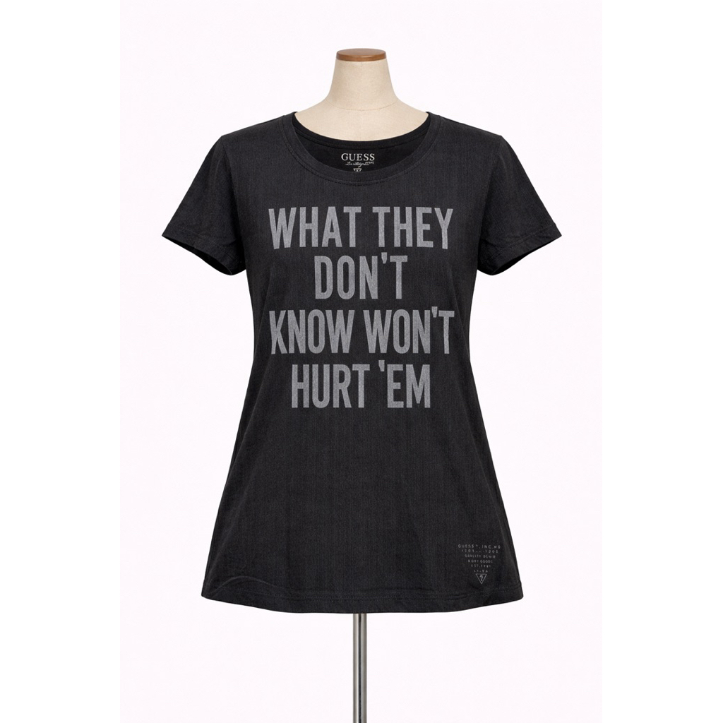 Guess Baju Kaos Wanita Perempuan Hitam