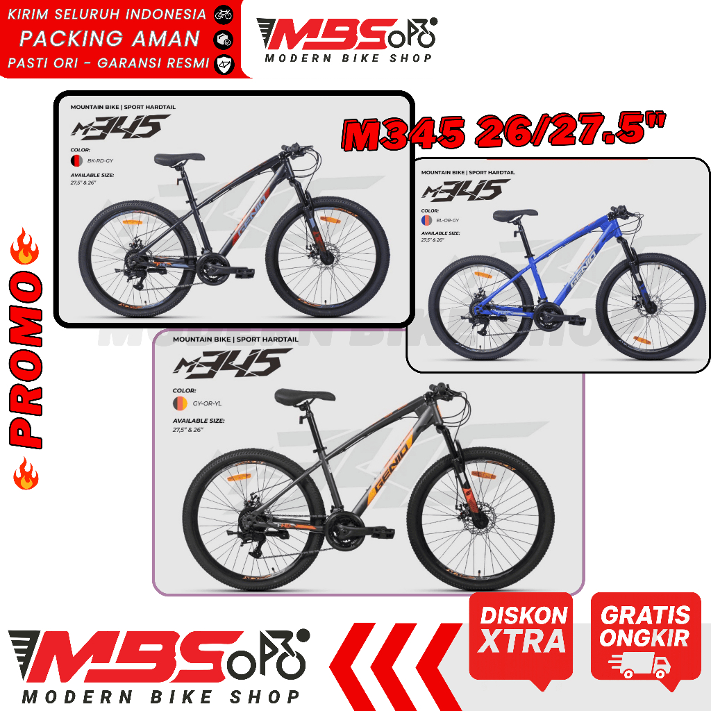 [PROMO] SEPEDA GUNUNG DEWASA 27.5 INCH GENIO M345 M 542 MTB STEEL FRAME 21 SPEED