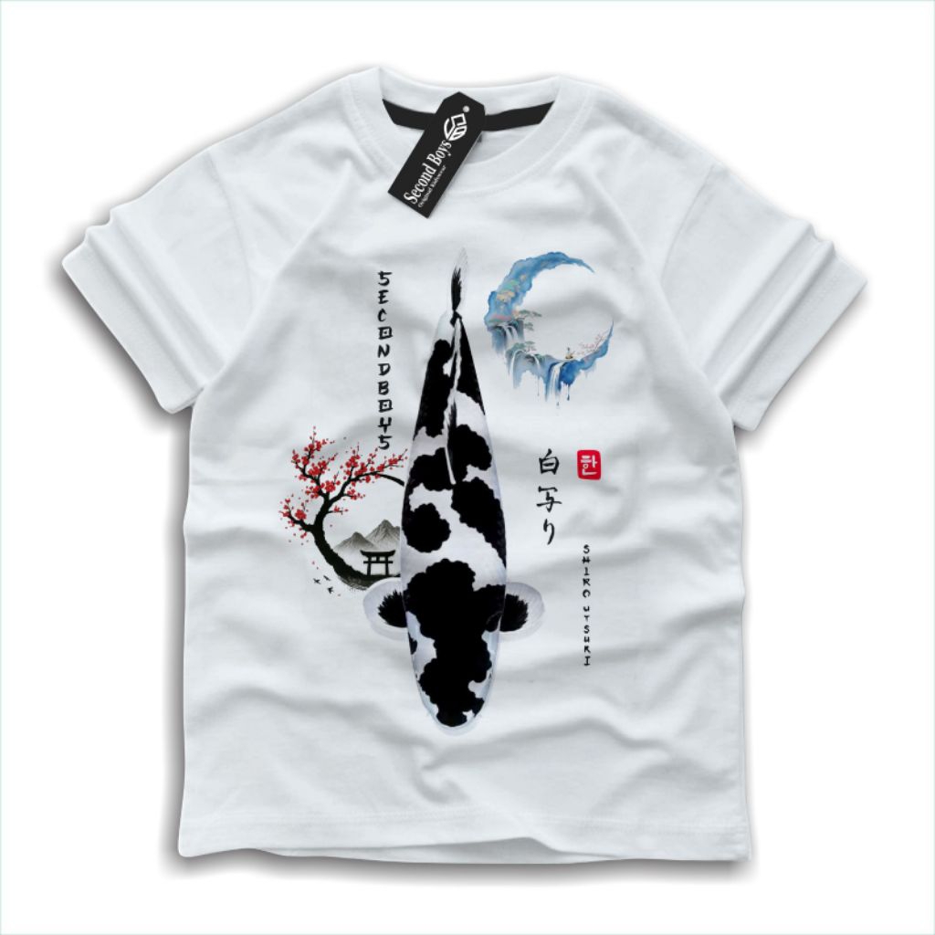 Kaos Distro Anak Motif Ikan KOI SHIRO UTSURI