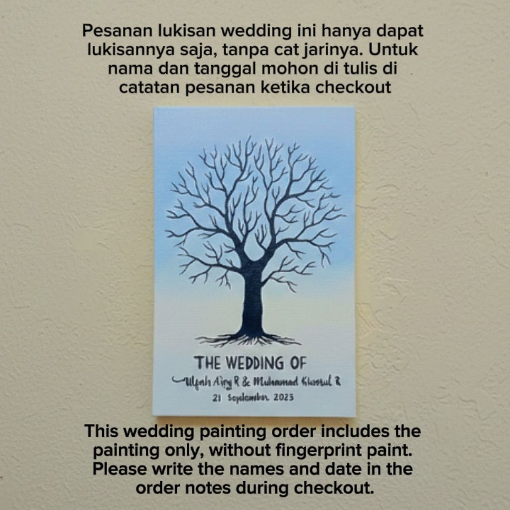 Lukisan Kanvas Wedding Tree 40x60cm Asli Hasil Lukis Tangan