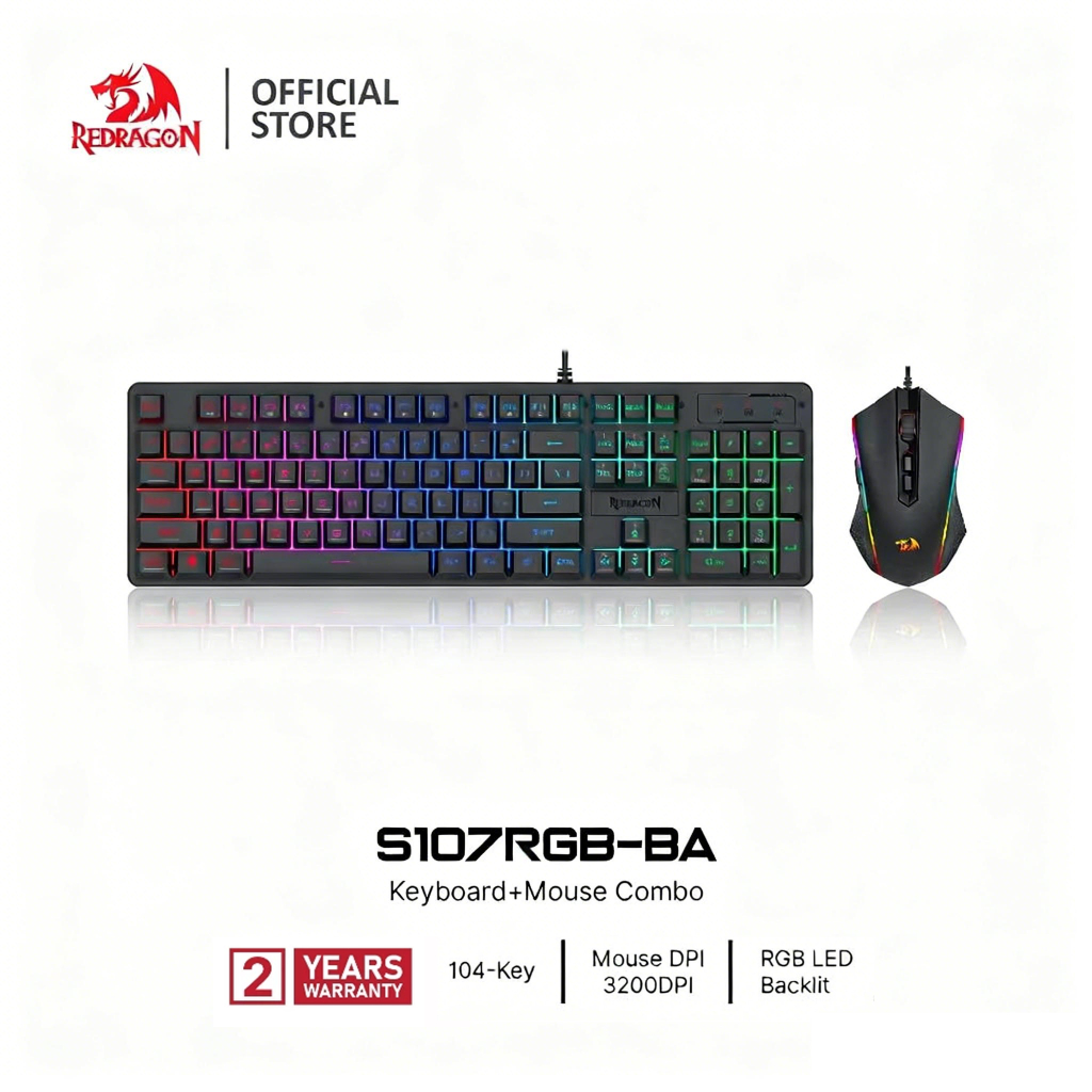 Redragon S107RGB-BA Wired Membrane RGB Gaming keyboard + Mouse combo