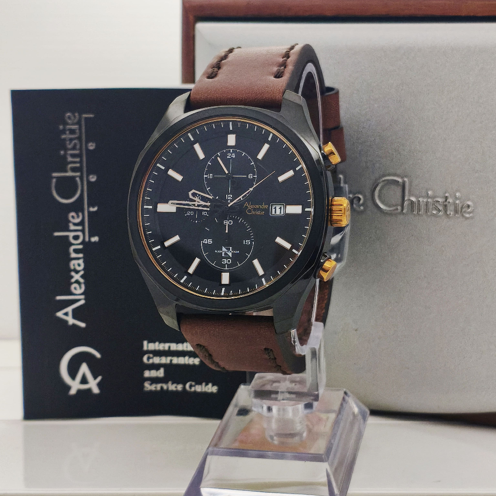 Jam Tangan Pria Alexandre Christie AC 6550 MC BWBLRG BROWN BLACK ROSEGOLD Alexander Cristie Original