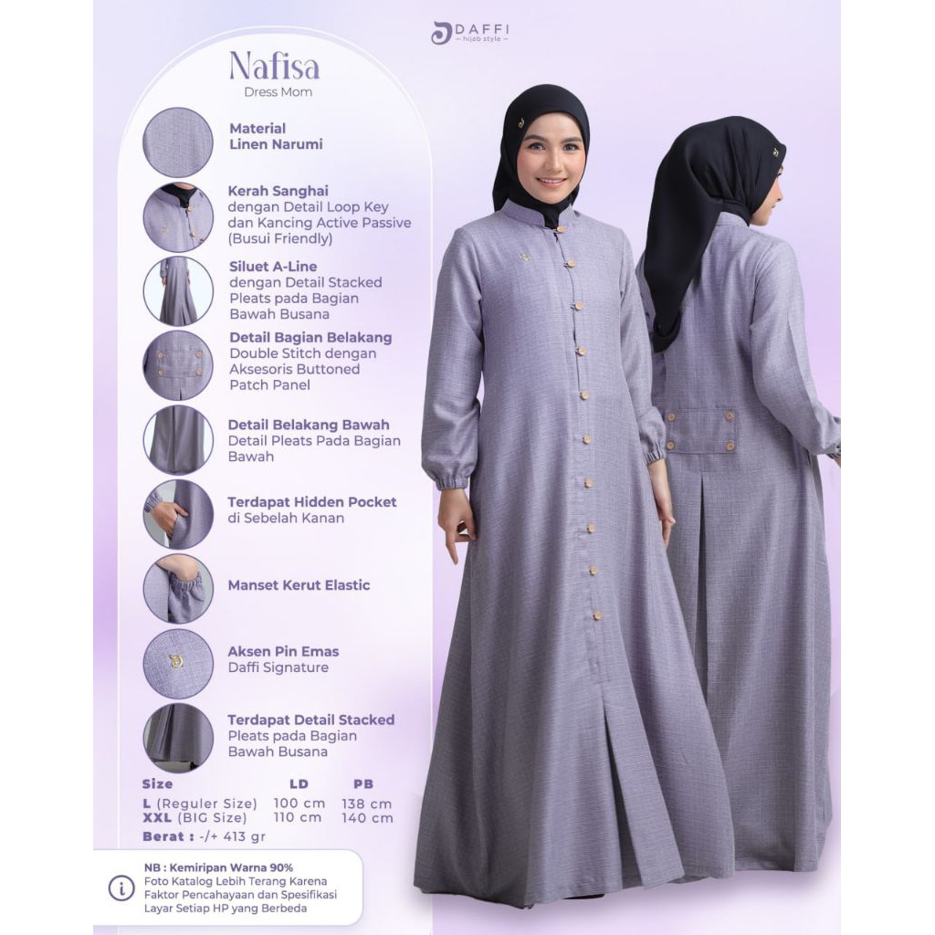 Dress Daffi Nafisa Series dress gamis busui friendly ORI Daffi