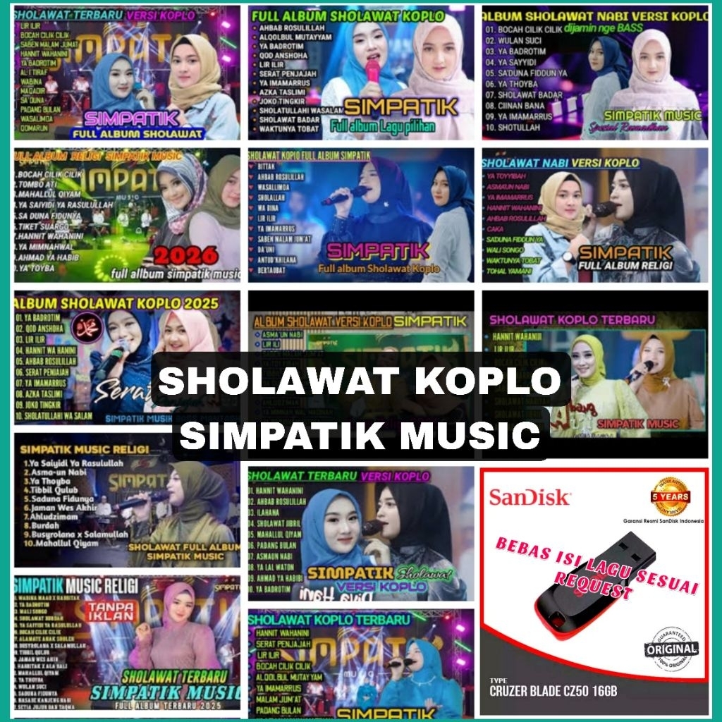 USB MP3 MOBIL LAGU SHOLAWAT KOPLO SIMPATIK MUSIK TERBARU - USB MOBIL UNTUK MUSIK - USB MP3 PLAYER MO