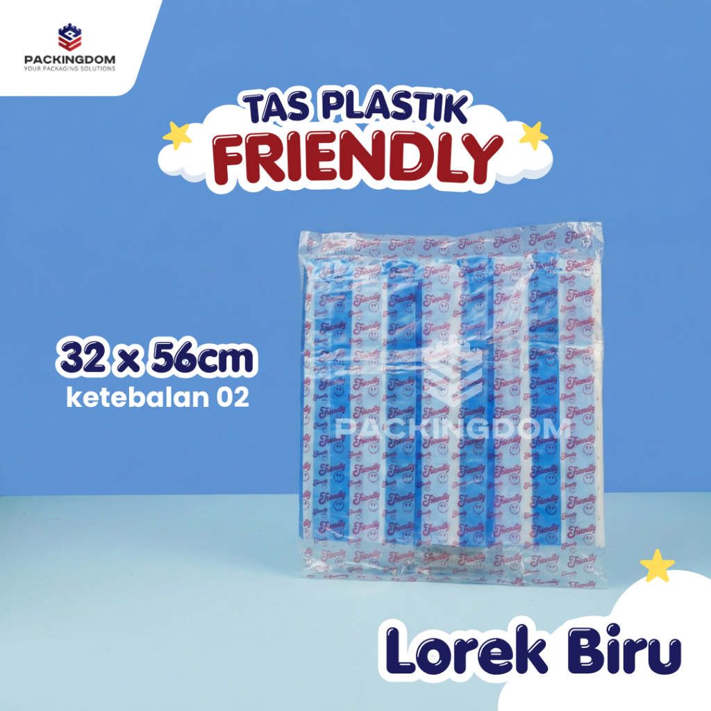 Aneka Plastik Kresek Salur Lorek Warna - Hitam Putih / Biru / Merah Friendly - Kresek Lorek Warna Wa
