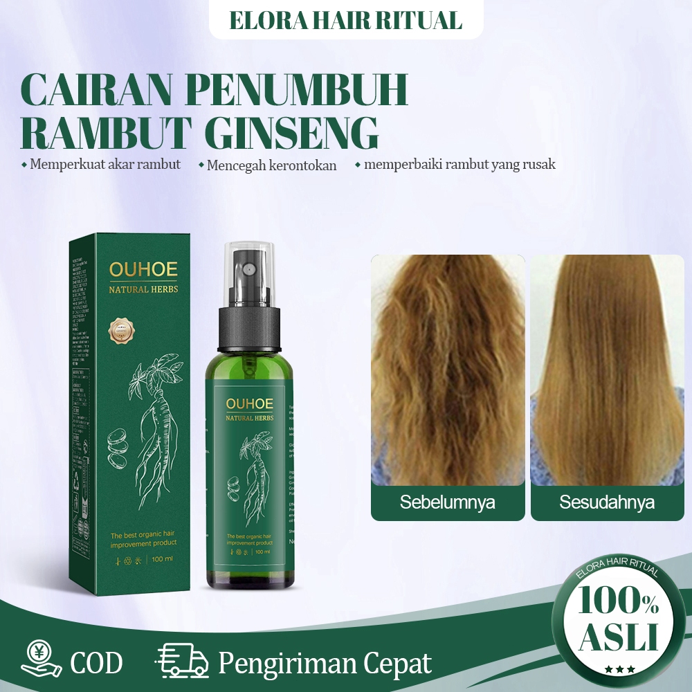 Buy 2 Free 1 Ouhoe Serum Penumbuh Rambut Ginseng 100ml Hair Growth Serum Penumbuh Rambut Cepat Dan T