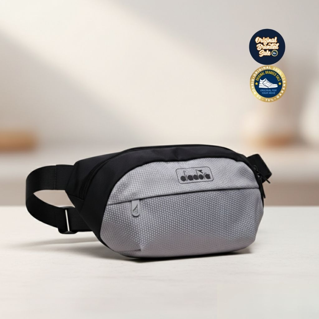 ORIGINAL GARANSI TAS DIADORA NERONE WAISTBAG GREY/BLACK